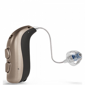 Brown Colored Hearing Aid Isolated in White Background.