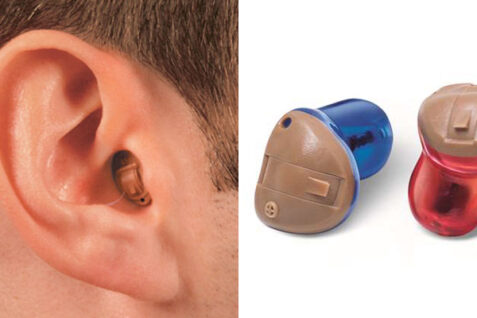 A Man Wearing Invisible Hearing AId.